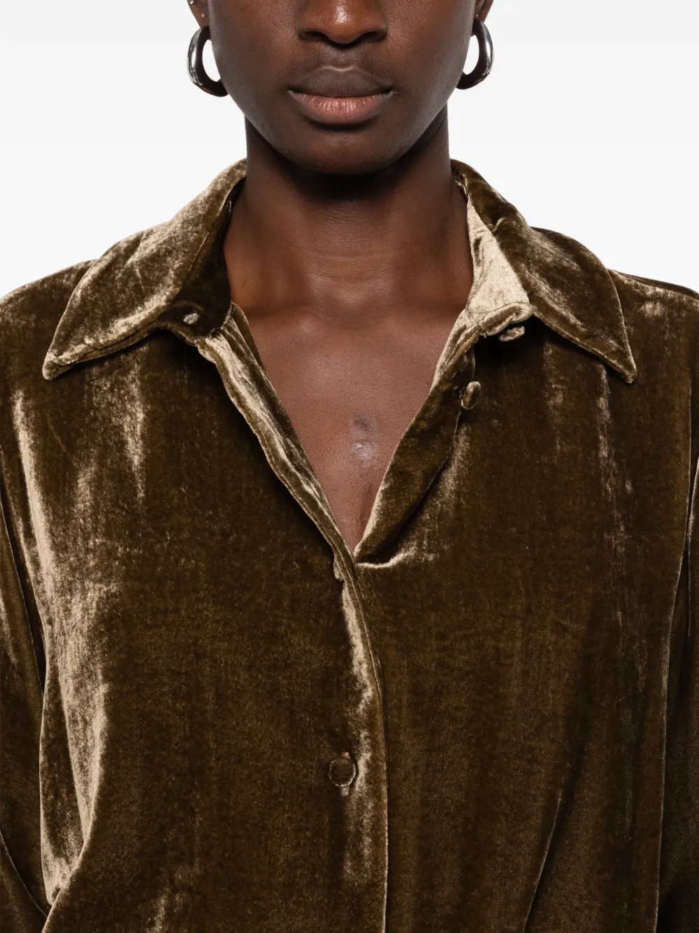 P.A.R.O.S.H. Ravel blouse met lange mouwen en fluweel-effect Bruin