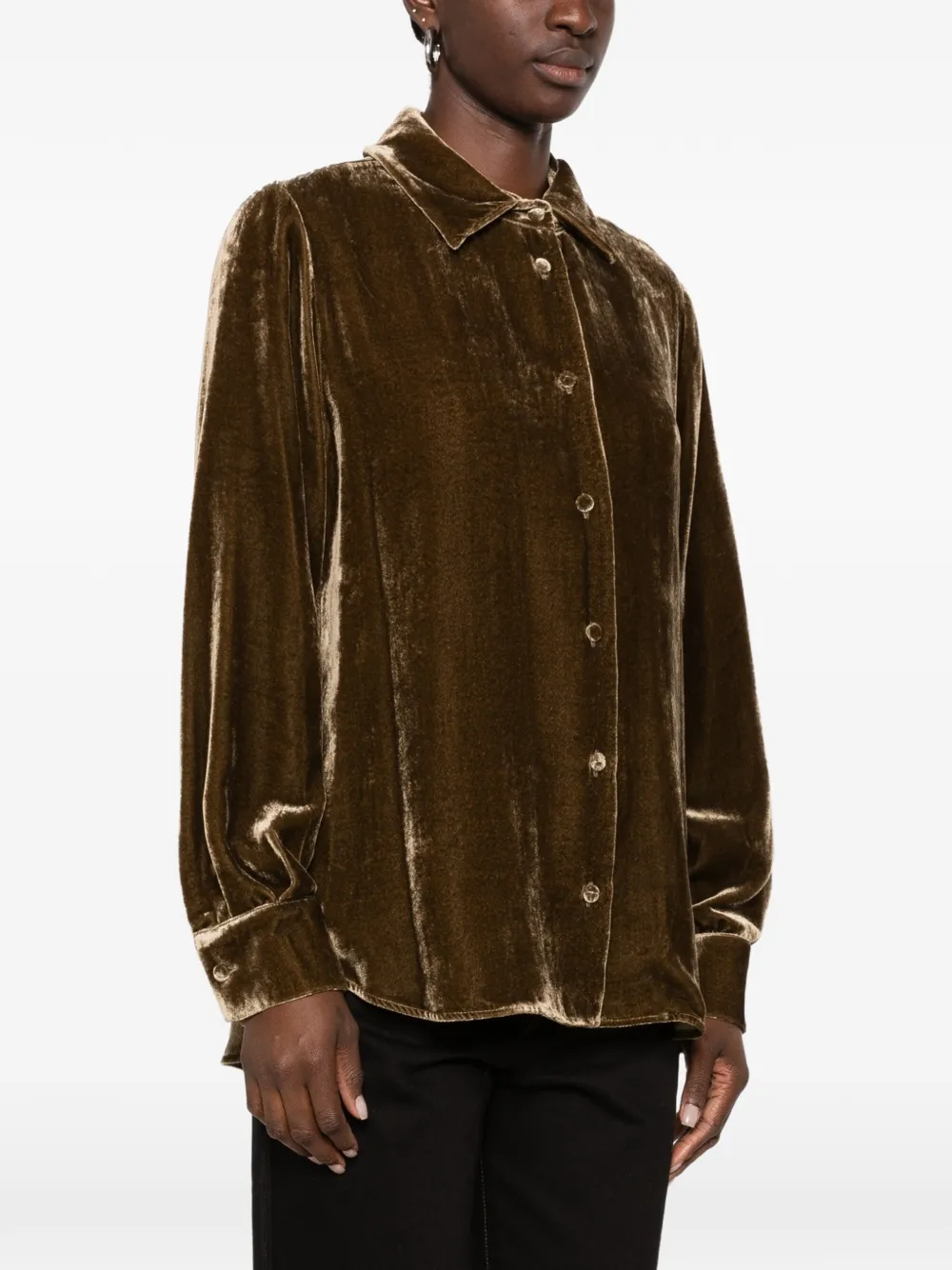 P.A.R.O.S.H. Ravel blouse met lange mouwen en fluweel-effect Bruin