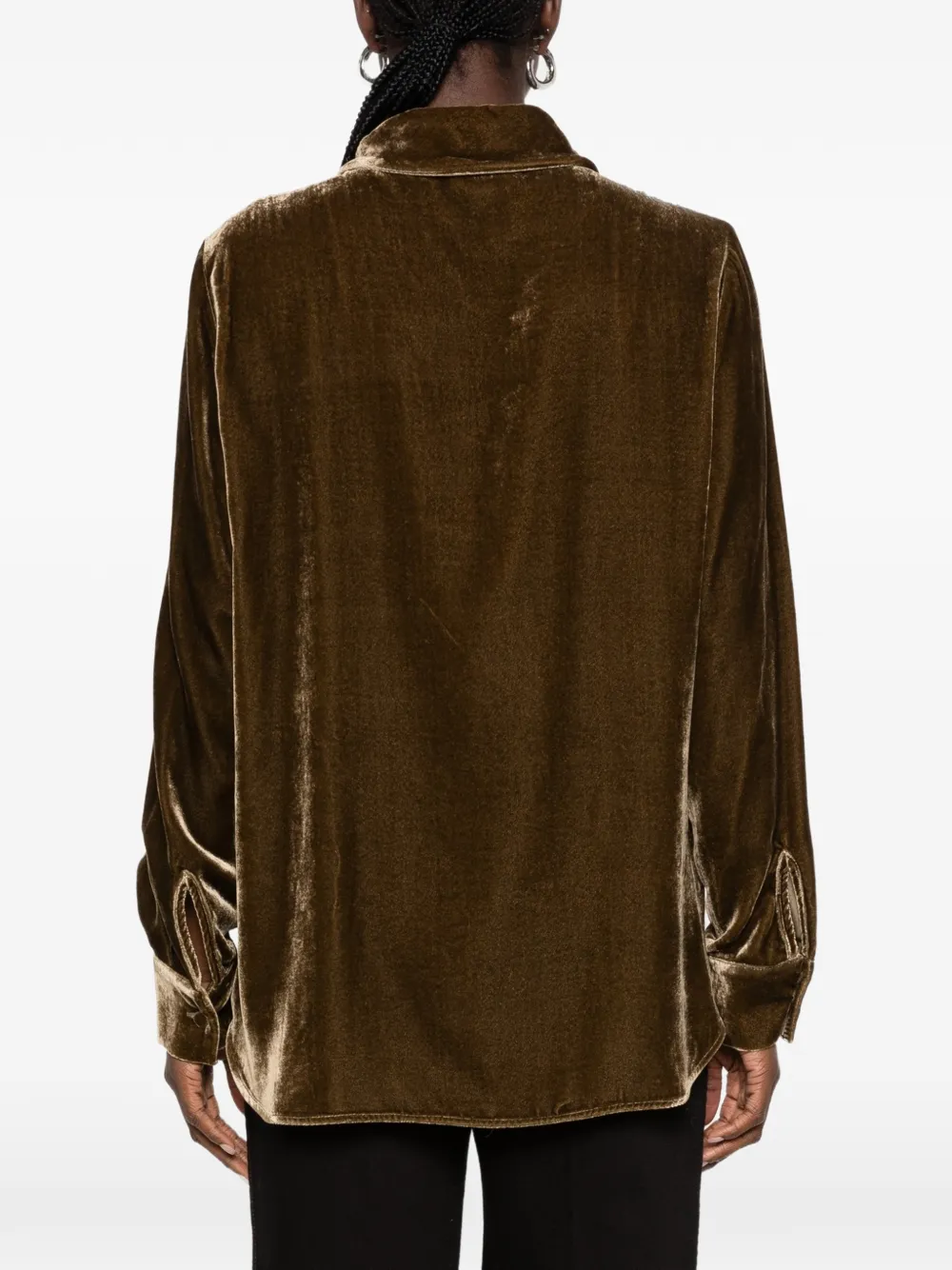 P.A.R.O.S.H. Ravel blouse met lange mouwen en fluweel-effect Bruin