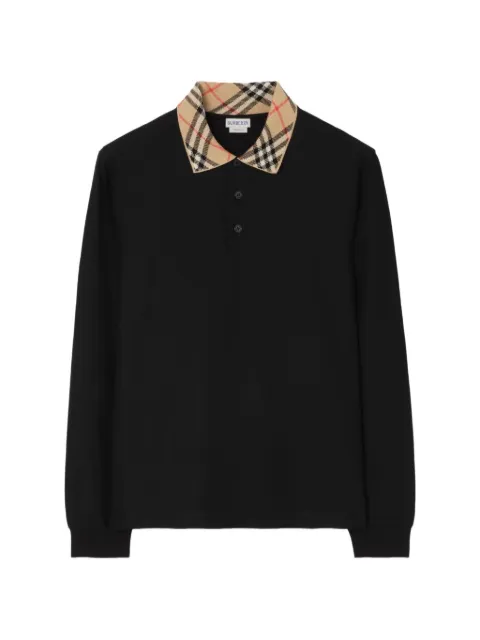 Burberry long-sleeve Check-collar cotton polo shirt