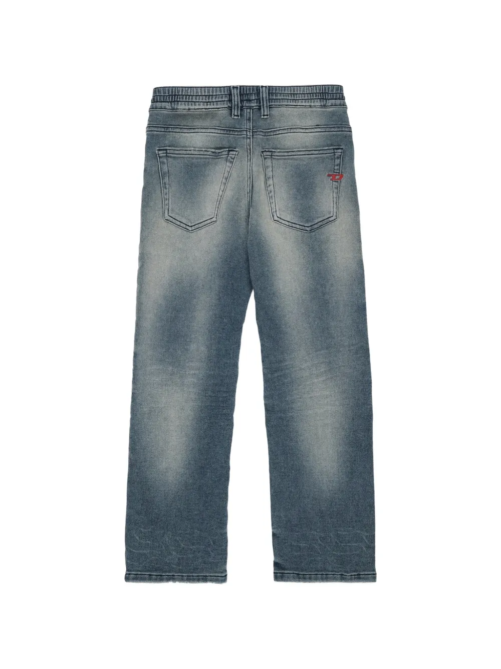Diesel Kids distressed drawstring-waist jeans Blauw