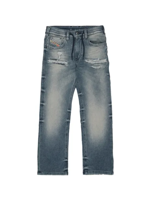 Diesel Kids jeans med løbesnor i taljen og slitageeffekt