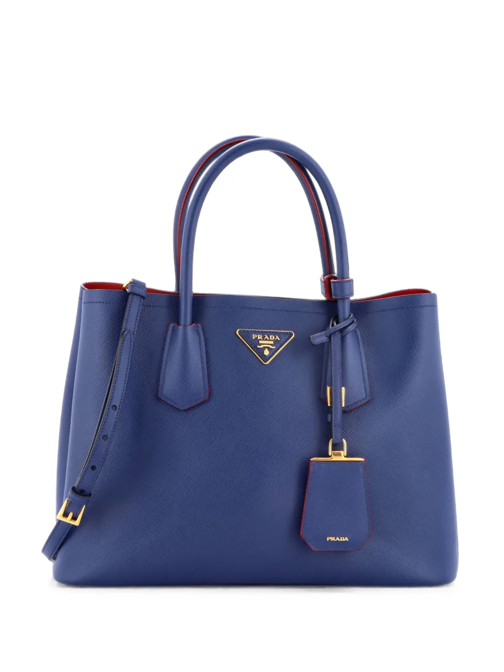 Prada Pre-Owned Cuir Double Saffiano Leather Medium tote bag - Blu