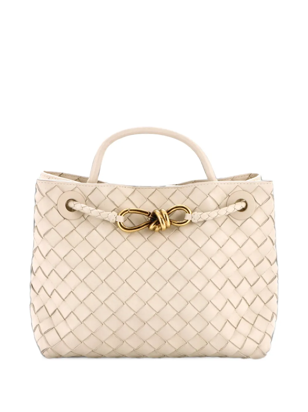 Bottega Veneta Pre-Owned Andiamo Top Handle Bag Intrecciato Nappa Small satchel - Bianco