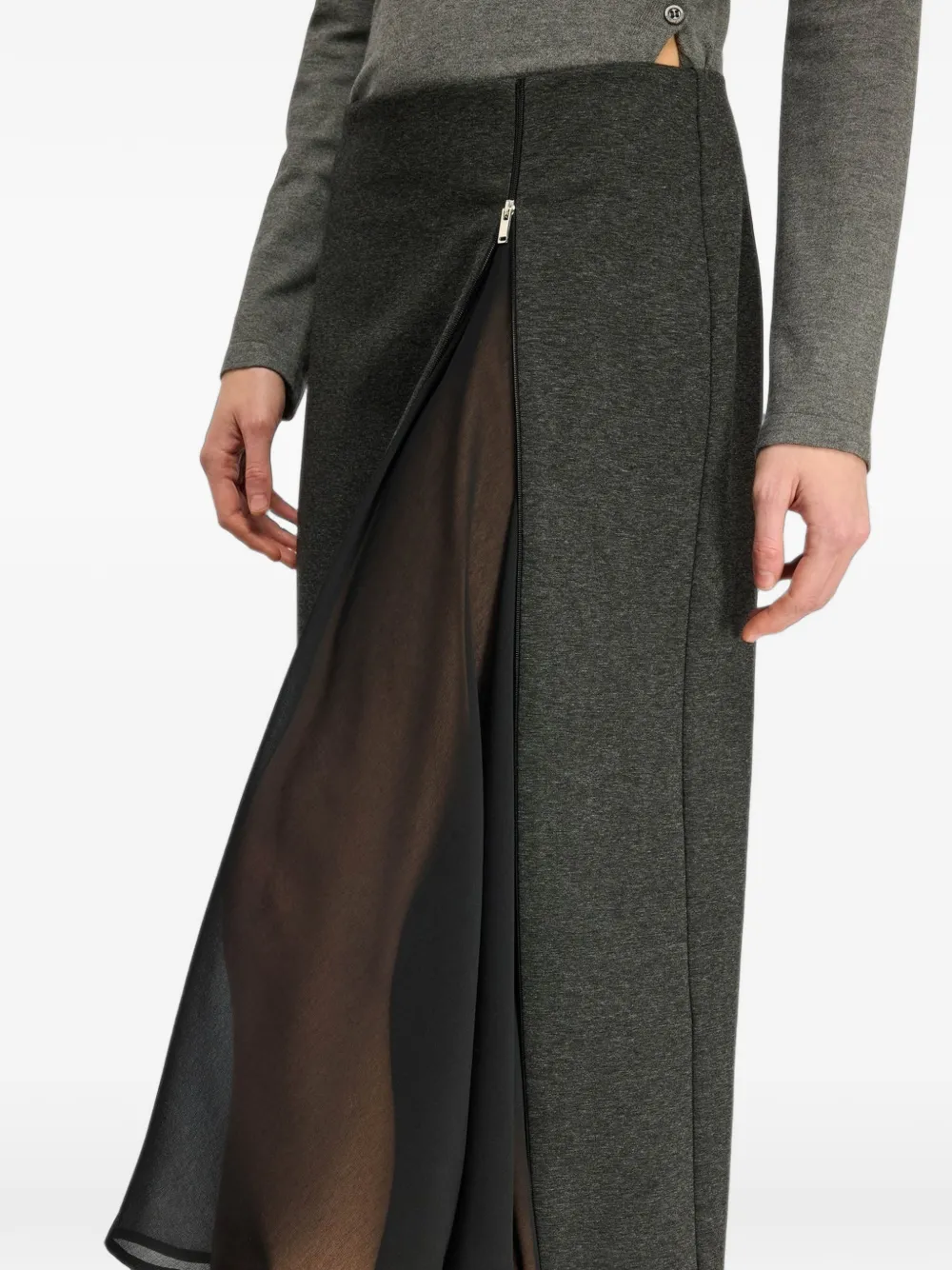 Semicouture Gelaagde midi-rok met ritssluiting Grijs