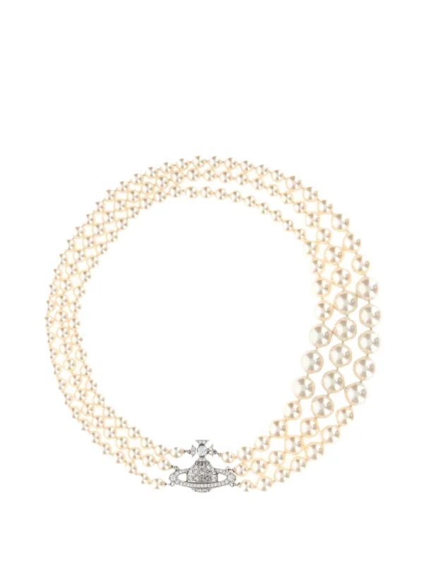 Vivienne Westwood Graziella Pearl Necklace in Silver