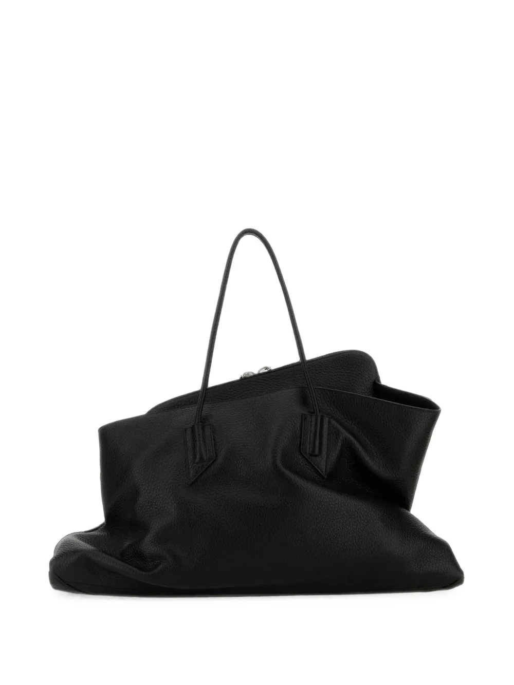 The Attico large La Passeggiata pebbled leather shoulder bag - Nero