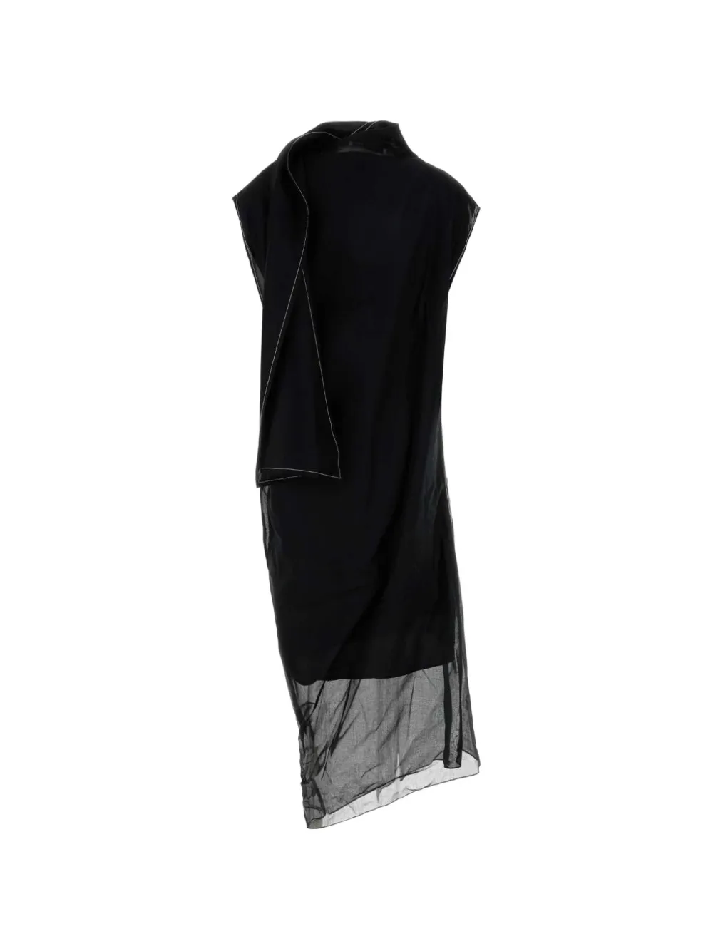 Carven Sheer-overlay Draped Midi Dress in Black, view 2