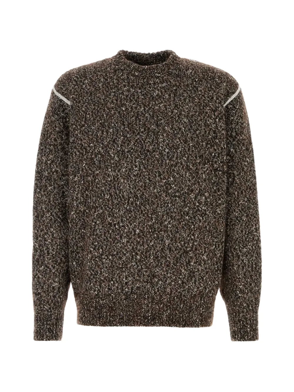 Herno Laminar Mélange-effect Crew-neck Sweater In Brown