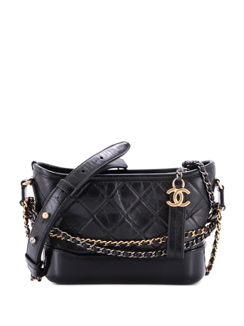 CHANEL Pre-Owned Gabrielle Quilted Aged Calfskin Small hobo bag - Nero