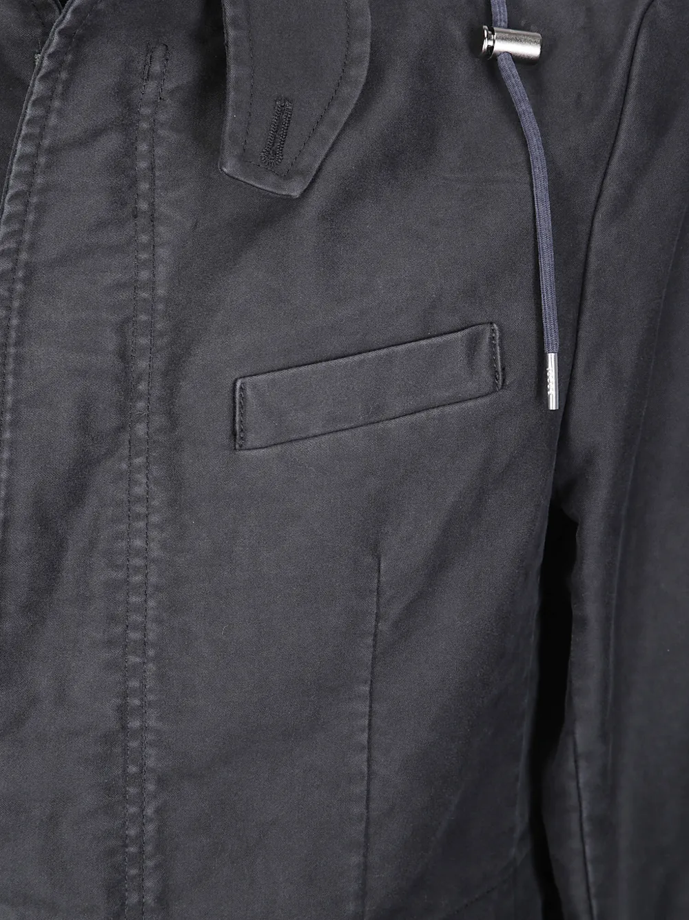 sacai sueded cotton hooded jacket Zwart