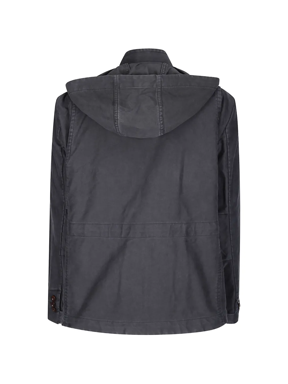 sacai sueded cotton hooded jacket Zwart