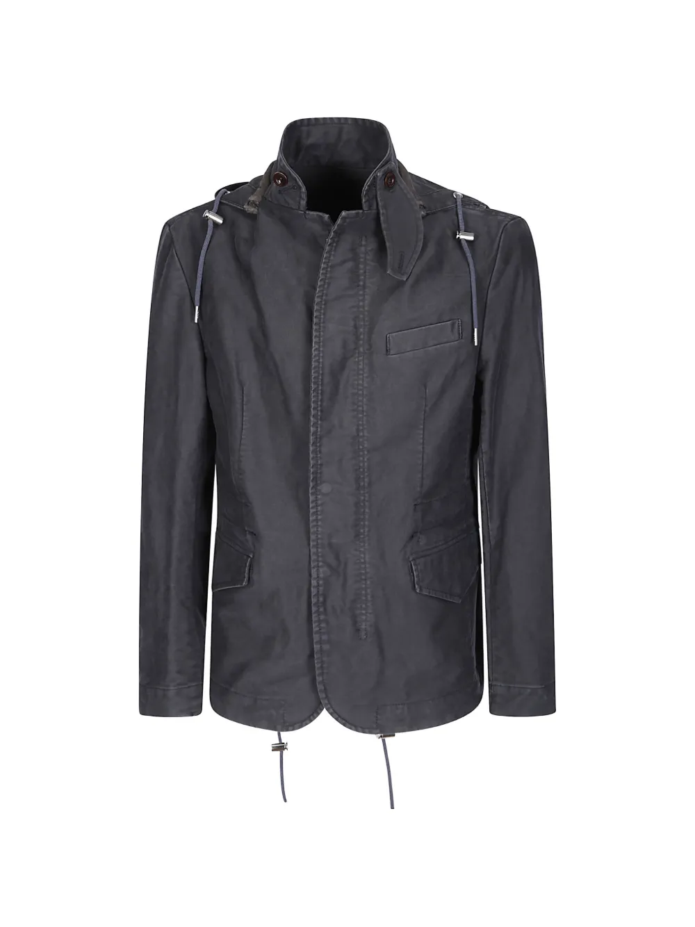 Sacai sueded cotton hooded jacket Zwart