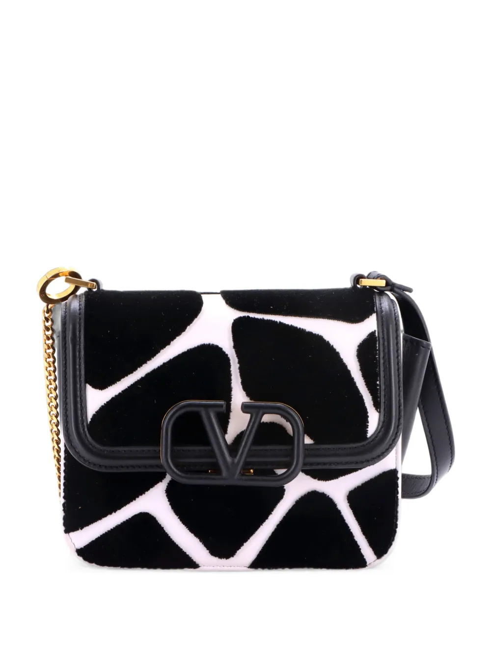 Valentino Garavani Pre-Owned VSling Printed Textile with Leather Small shoulder bag - Nero