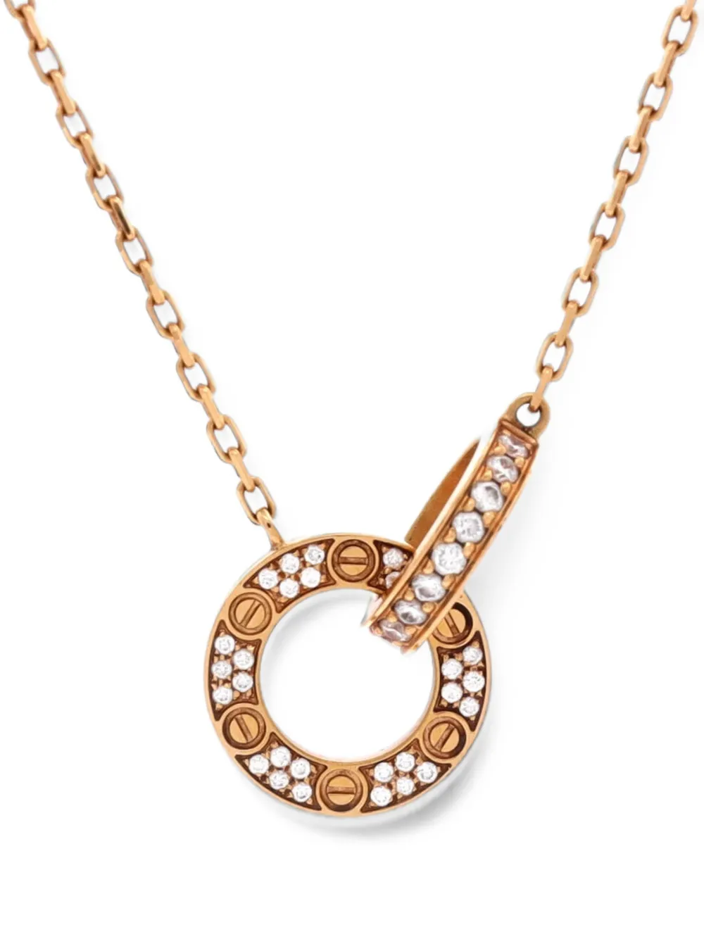 Cartier Love Interlocking Pave 18K Rose Gold and Diamonds necklace - Rosa