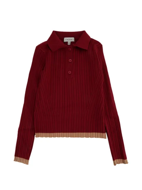 TWINSET Kids ribbed-knit polo sweater