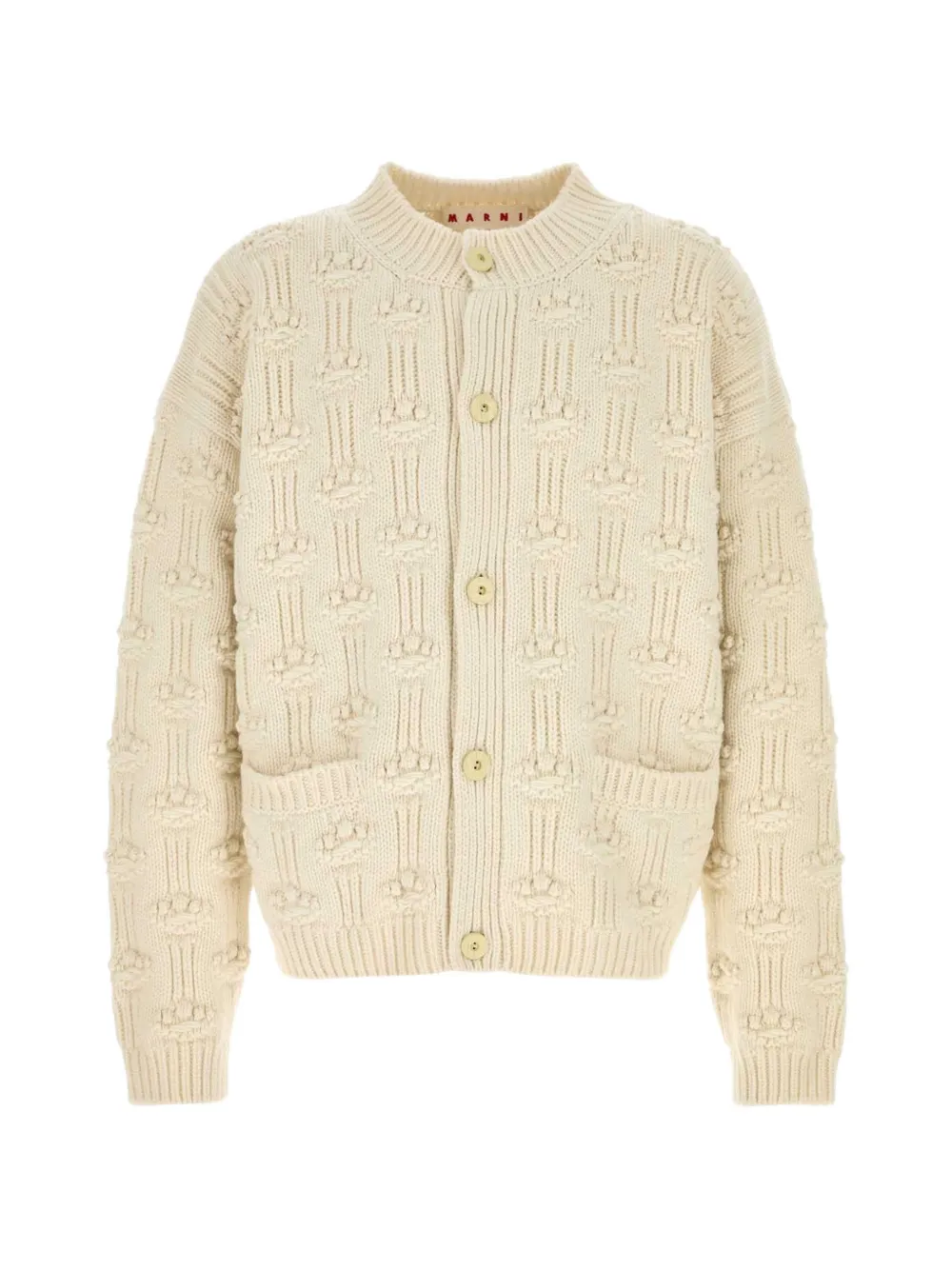 Marni white fisherman wool-cashmere cardigan - Bianco
