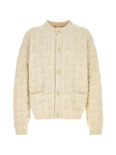 Marni white fisherman wool-cashmere cardigan