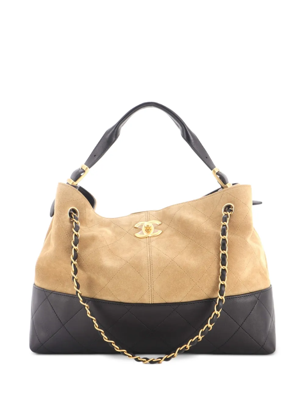 CHANEL Pre-Owned Coco Base Shopping Bag Quilted Suede and Lambskin Small hobo bag - Nero
