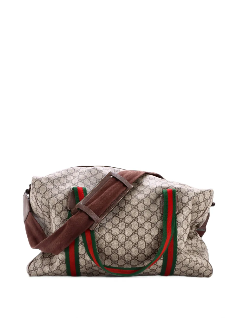 Gucci Pre-Owned Web Convertible Duffle Bag GG Coated Canvas Medium travel bag - Brown