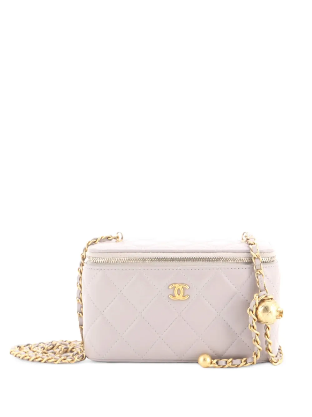 CHANEL Pre-Owned Pearl Crush Vanity Case with Chain Quilted Lambskin Small clutch bag - Grigio