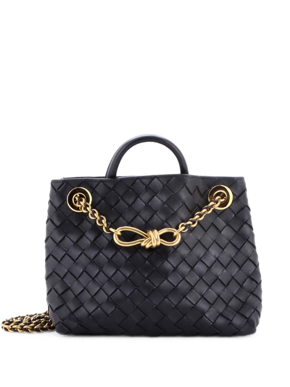Bottega Veneta Pre-Owned Andiamo Chain Top Handle Bag Intrecciato Nappa Small satchel - Nero