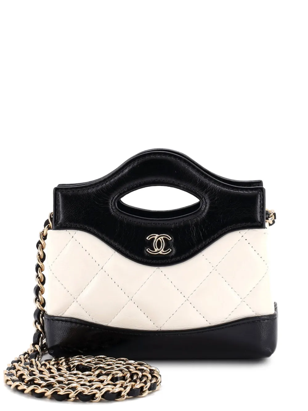 CHANEL Pre-Owned 31 Shopping Bag Clutch with Chain Quilted Shiny Crumpled Calfskin Nano crossbody bag - Toni neutri