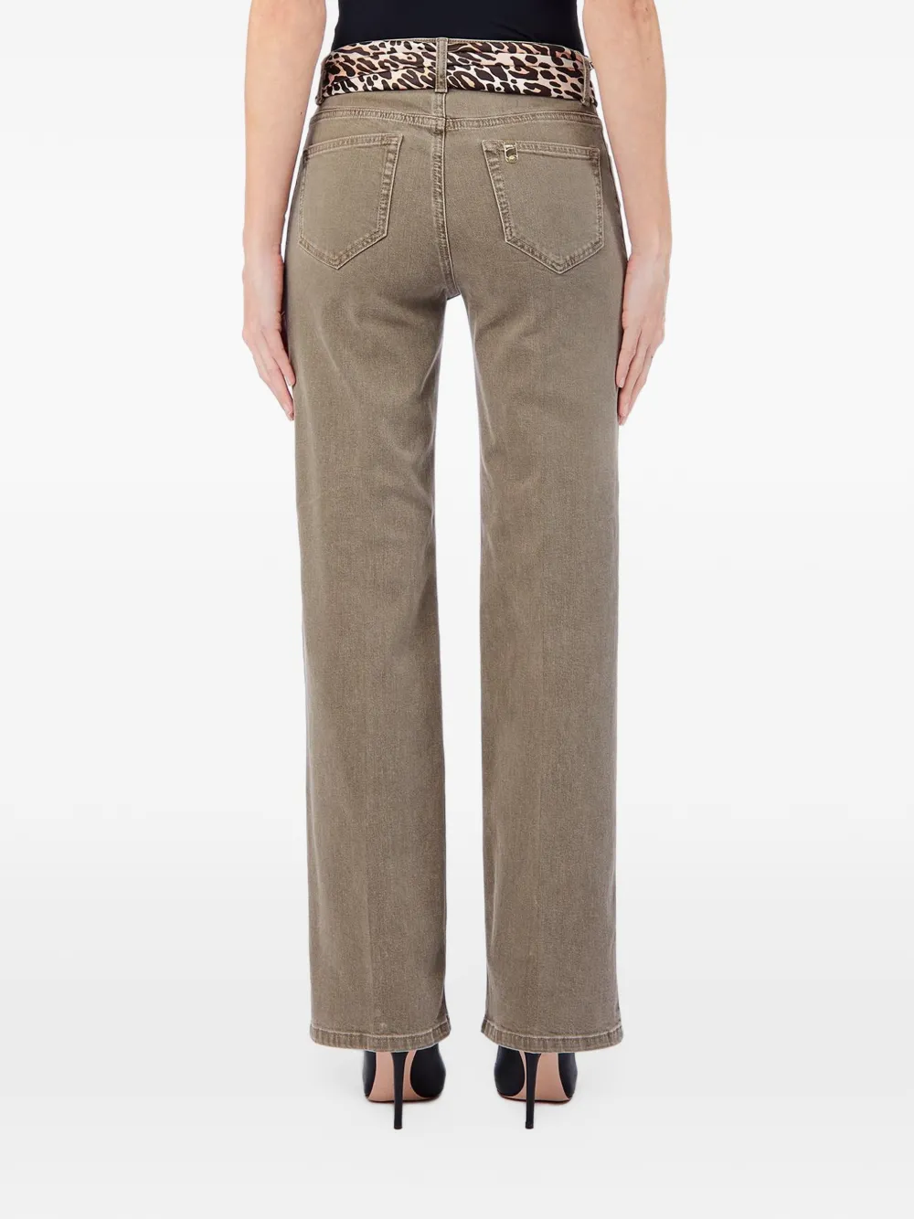 LIU JO Straight jeans met luipaard-print en sjaal-detail Beige