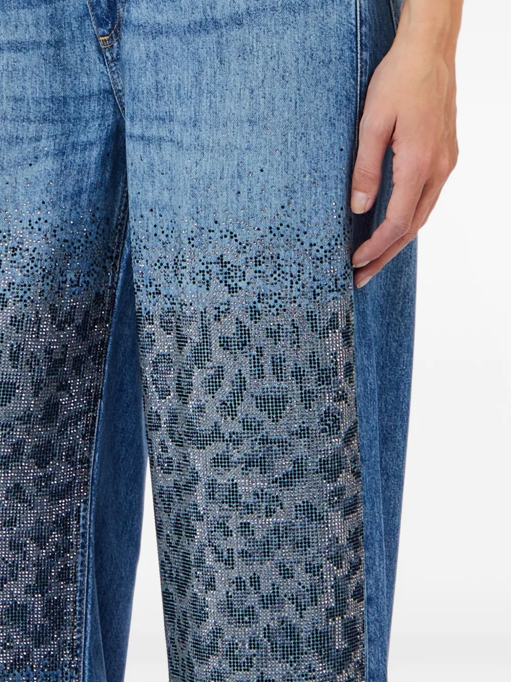 LIU JO Jeans met luipaard-print en verfraaid met stras Blauw