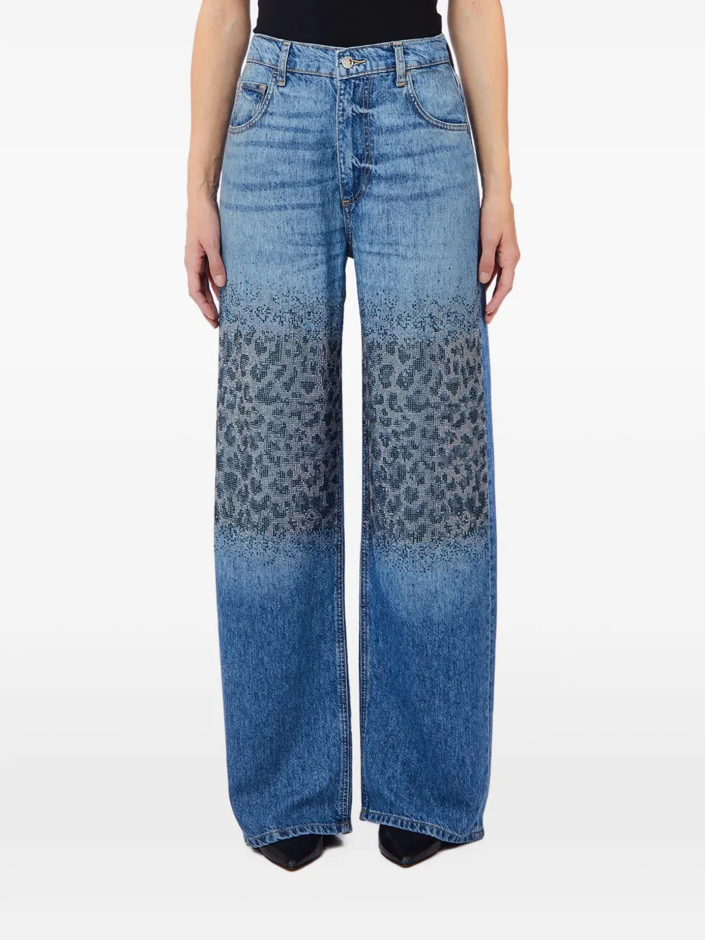 LIU JO Jeans met luipaard-print en verfraaid met stras Blauw