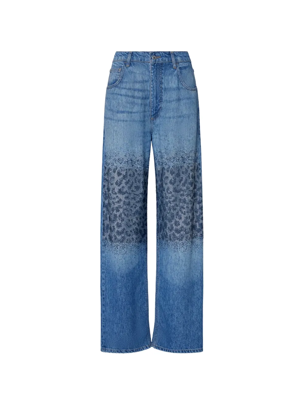 LIU JO rhinestone-embellished leopard-print jeans - Blu