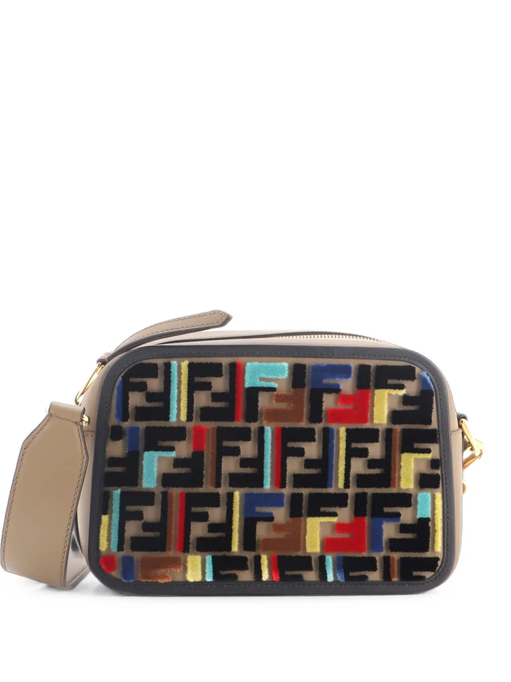 Fendi Pre-Owned F is Fendi Camera Bag Leather and Zucca Velvet Small crossbody bag - Marrone