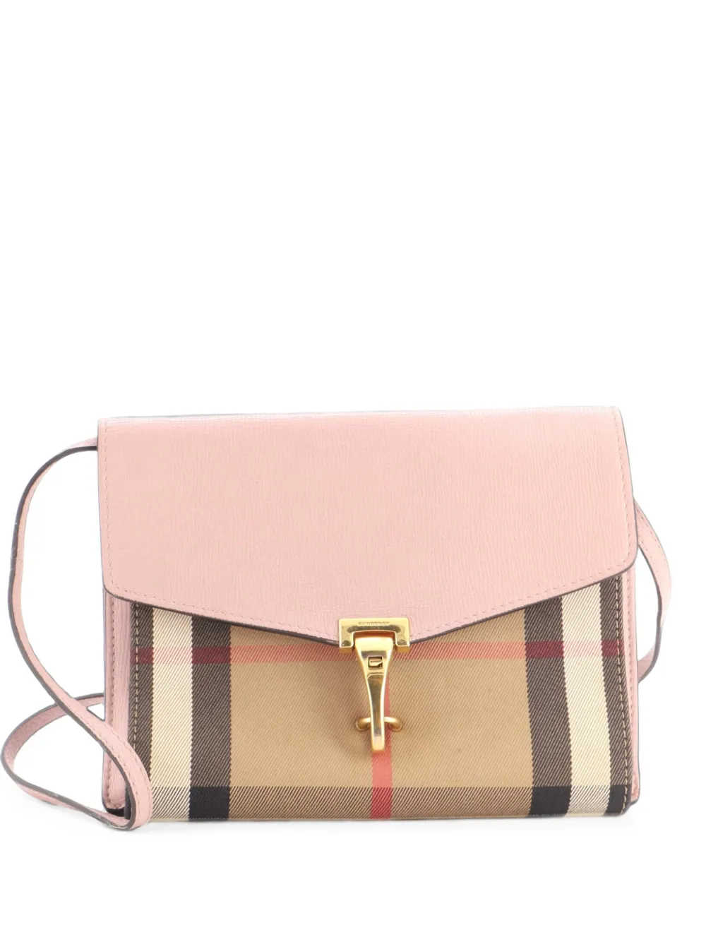 Burberry Pre-Owned Macken Leather and House Check Canvas Small crossbody bag - Rosa