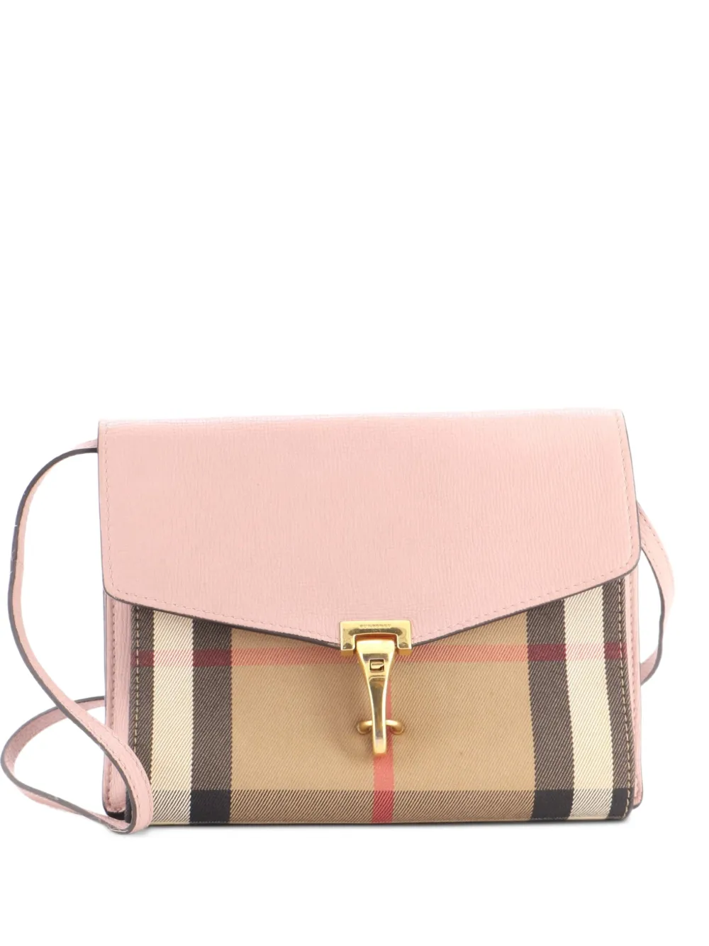 Burberry Pre-Owned Macken Leather and House Check Canvas Small crossbody bag - Pink