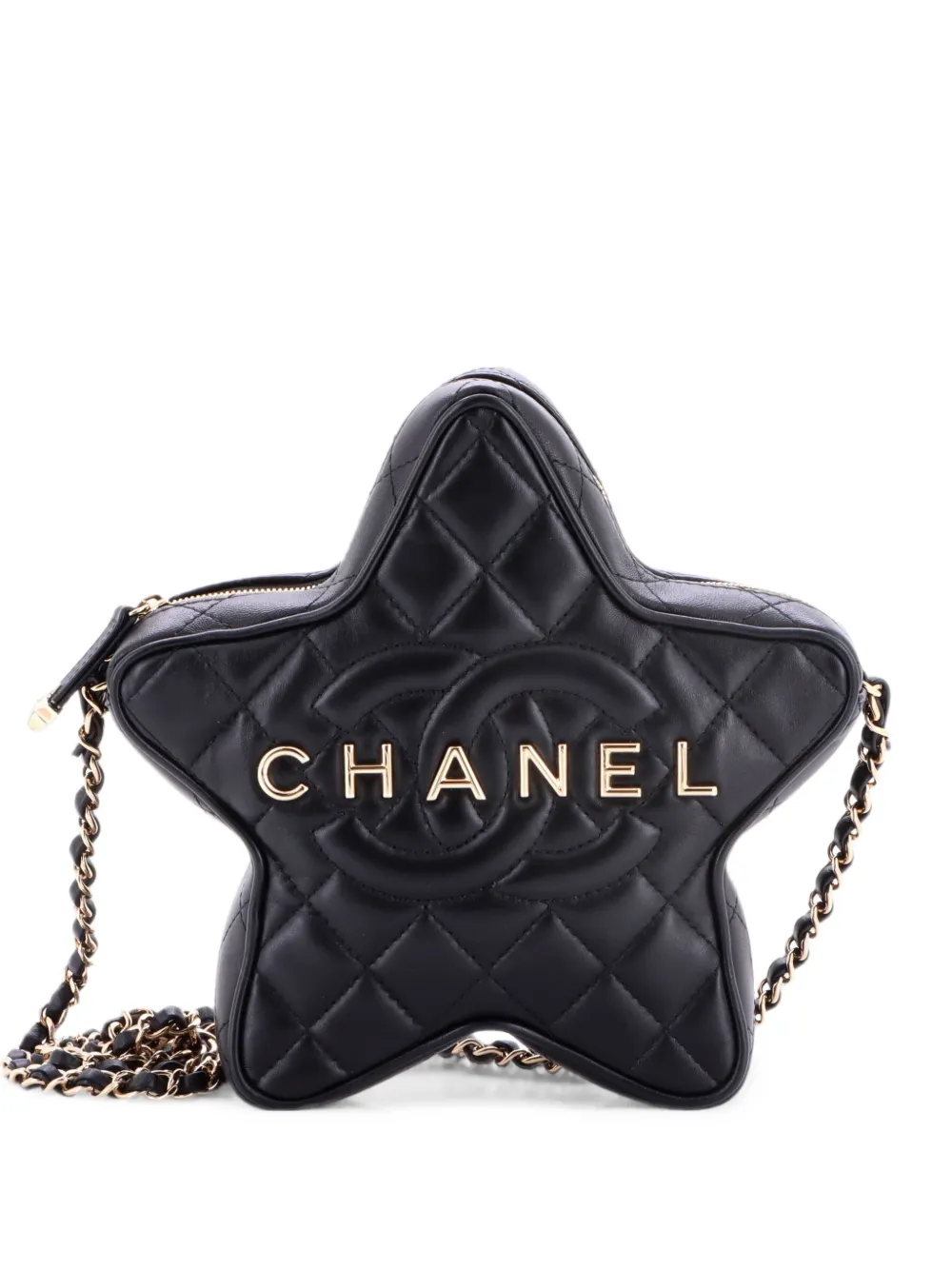 CHANEL Pre-Owned CC Walk of Fame Star Bag Quilted Lambskin crossbody bag - Black