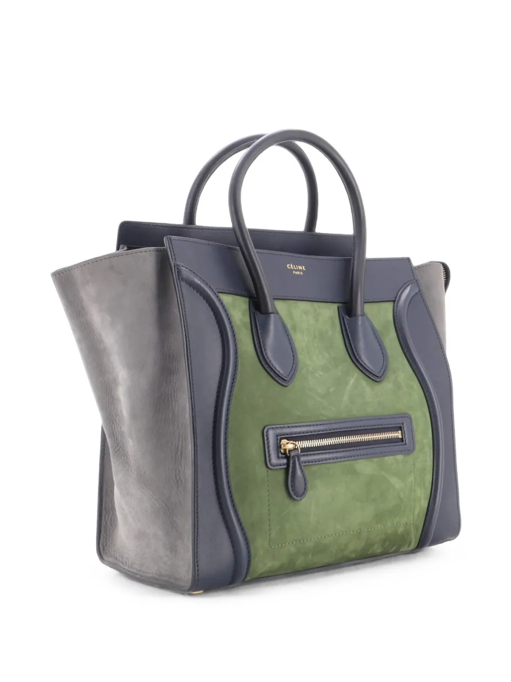 Celine Pre-Owned Tricolor Luggage Bag Suede Mini tote bag - Verde