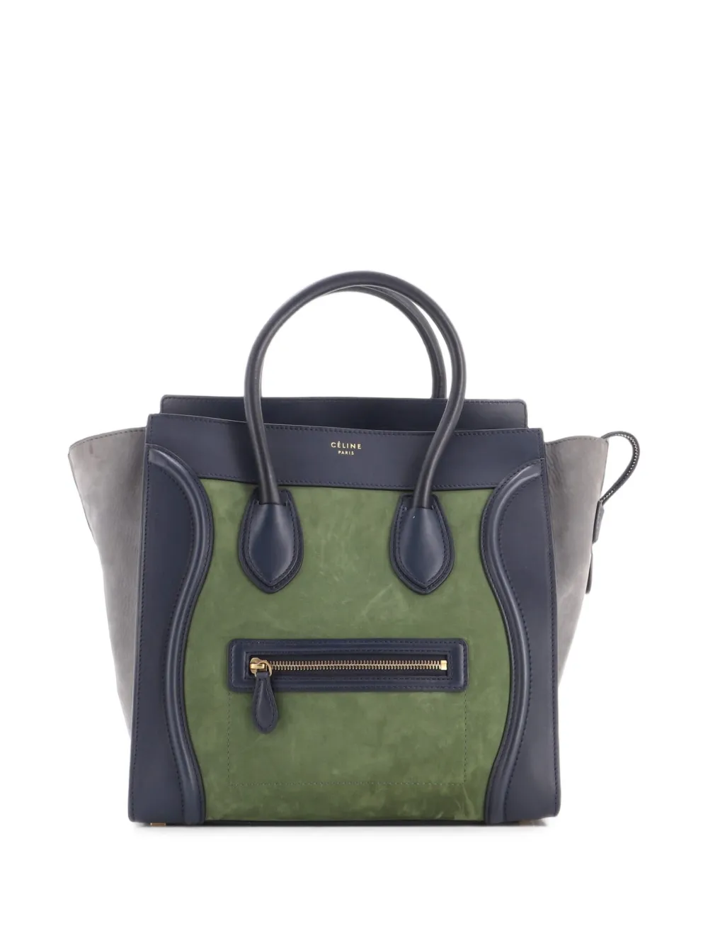 Celine Pre-Owned Tricolor Luggage Bag Suede Mini tote bag - Vert