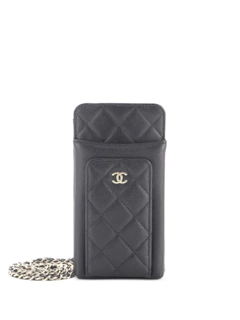 CHANEL Pre-Owned O Phone Holder Quilted Caviar crossbody bag
