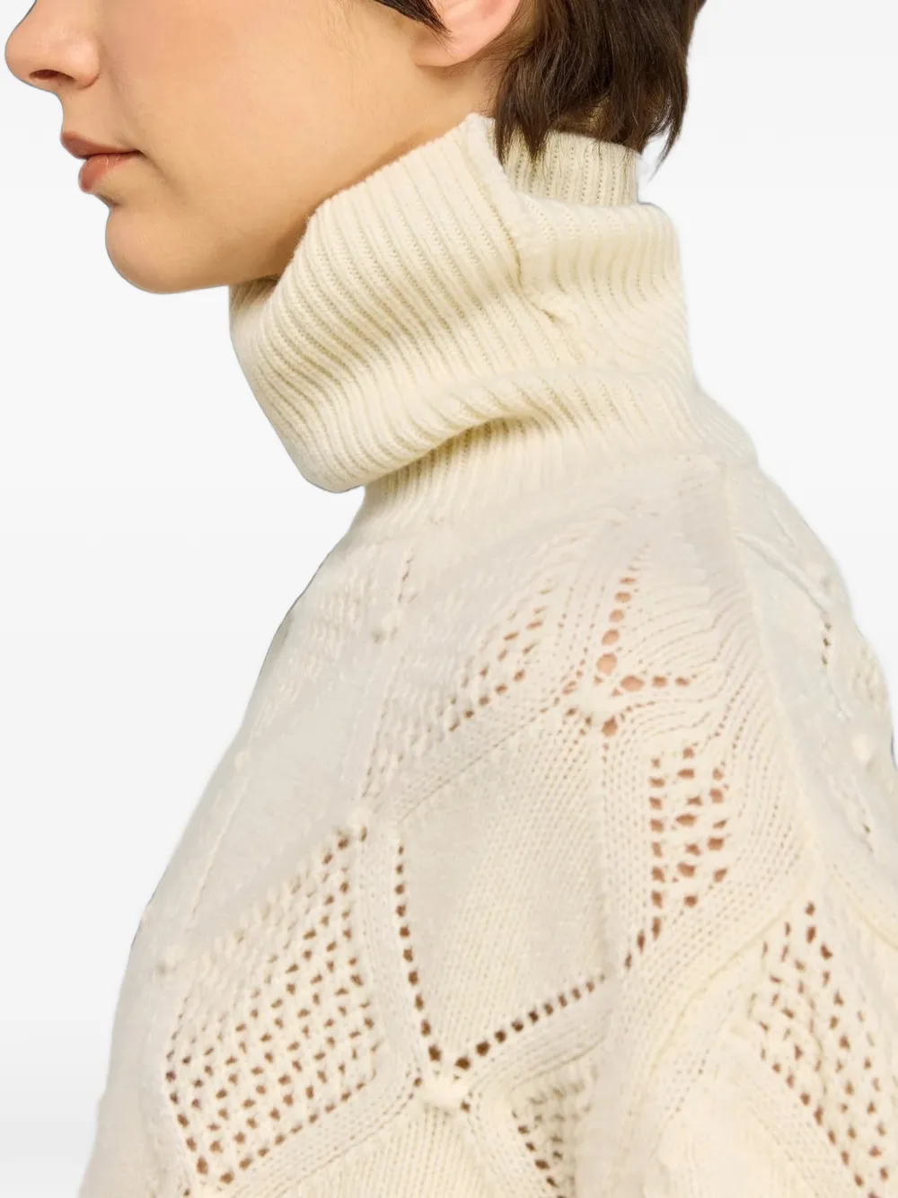Semicouture Magdalena diamond-pointelle sweater Beige
