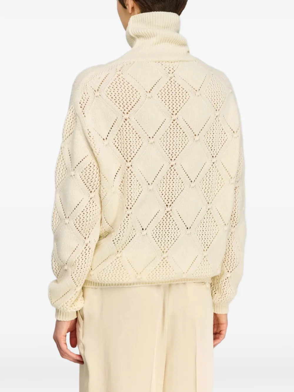 Semicouture Magdalena diamond-pointelle sweater Beige