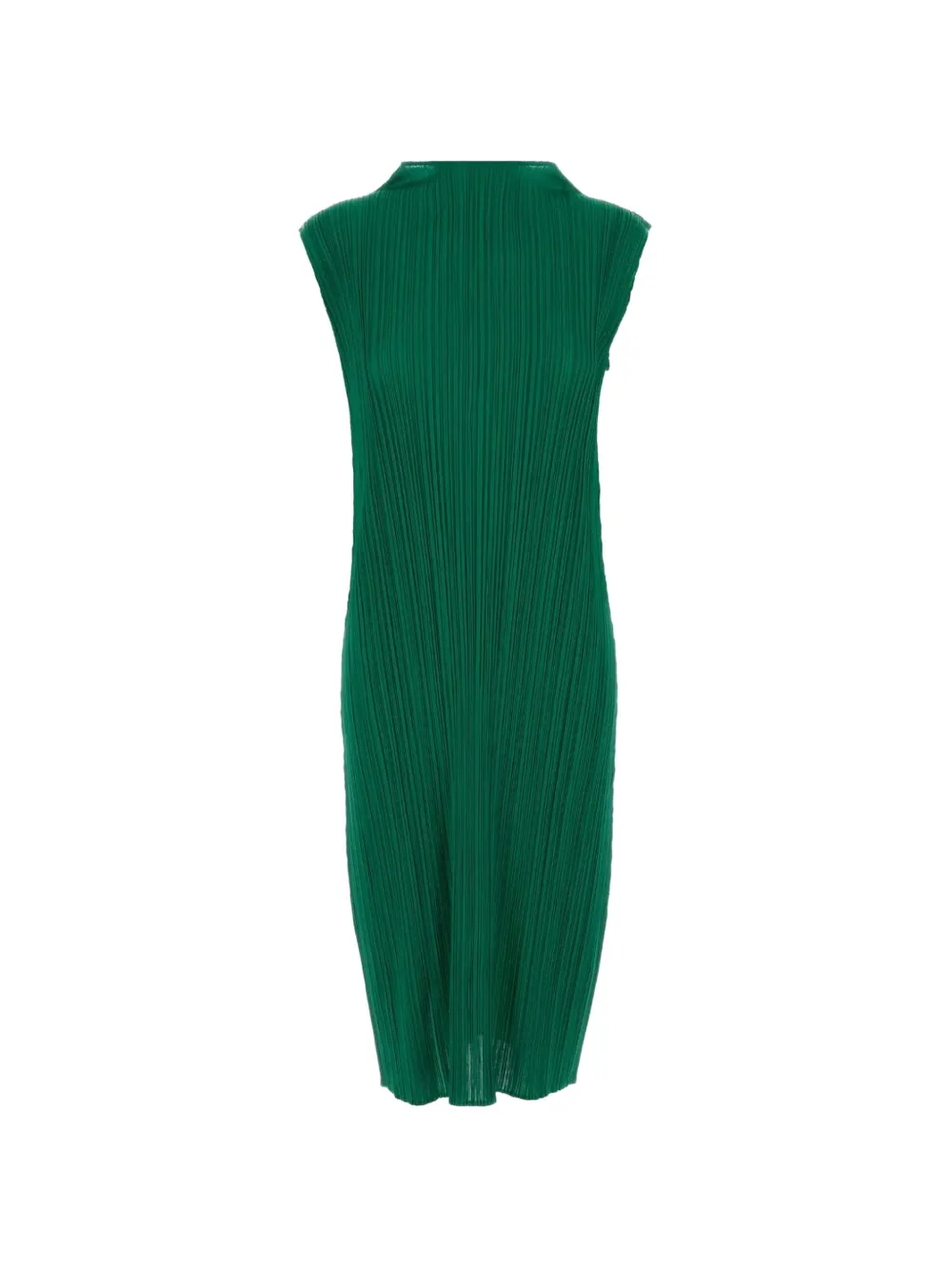 Pleats Please Issey Miyake pleated sleeveless midi dress - Verde
