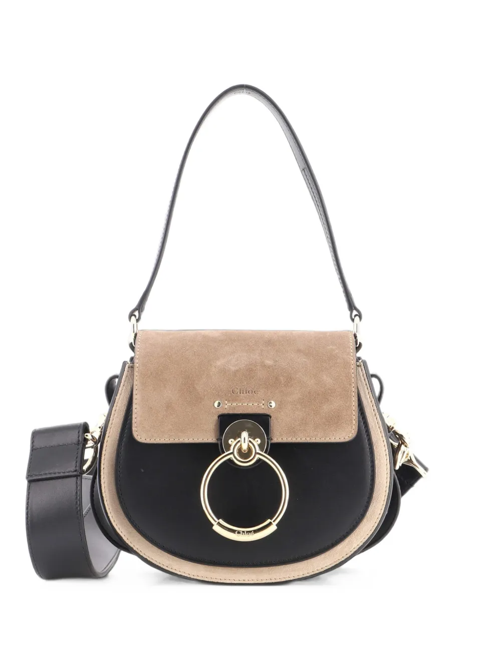 Chloé Pre-Owned Tess Bag Suede with Leather Small shoulder bag - Nero