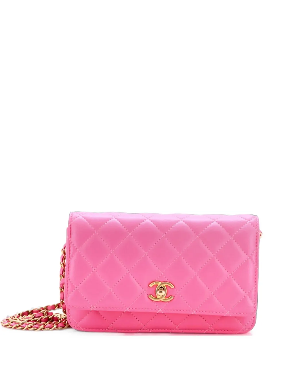CHANEL Pre-Owned Pearl Crush Wallet on Chain Quilted Lambskin crossbody bag - Rosa