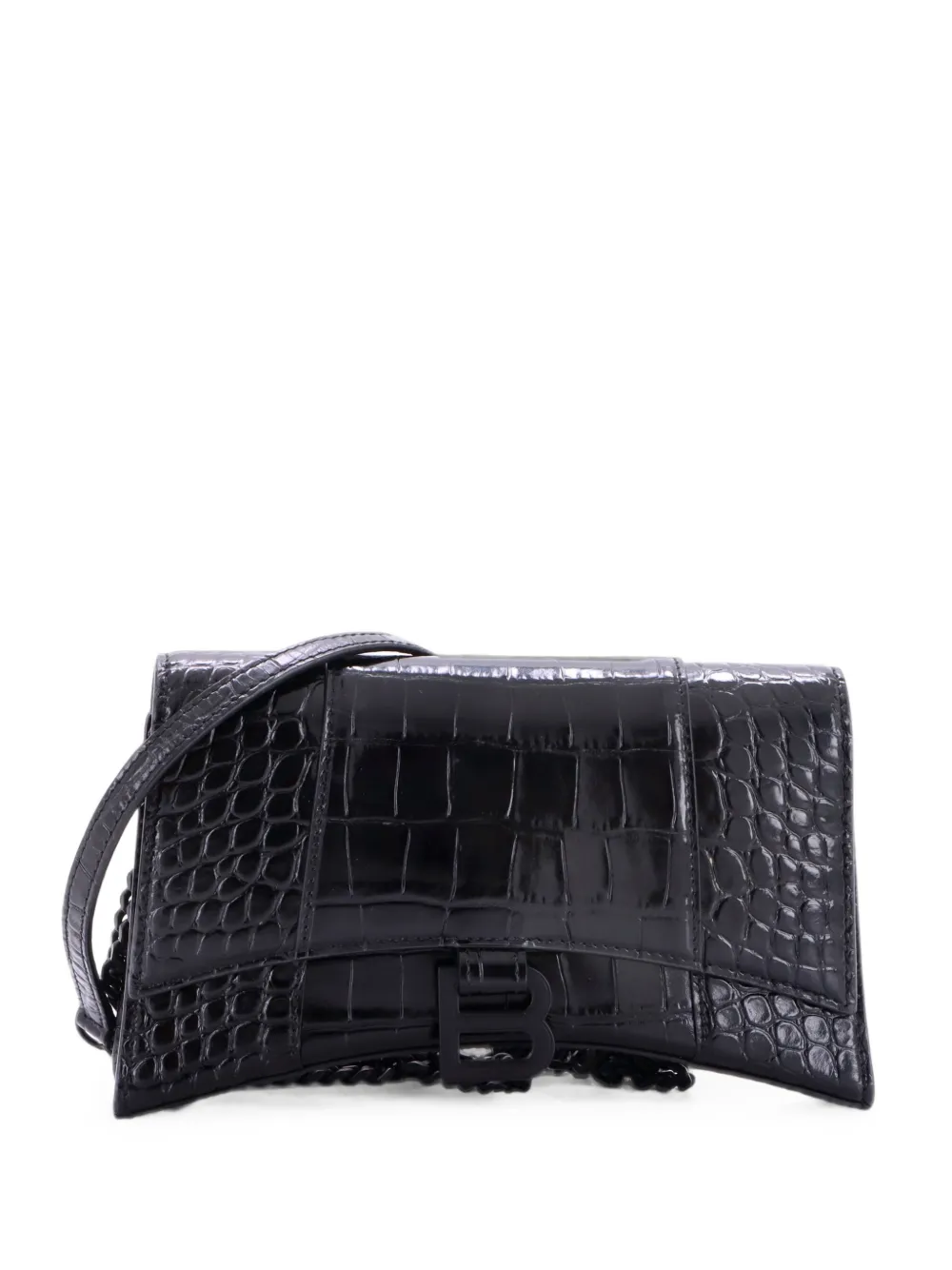 Balenciaga Pre-Owned Hourglass Chain Crocodile Embossed Leather crossbody bag - Nero