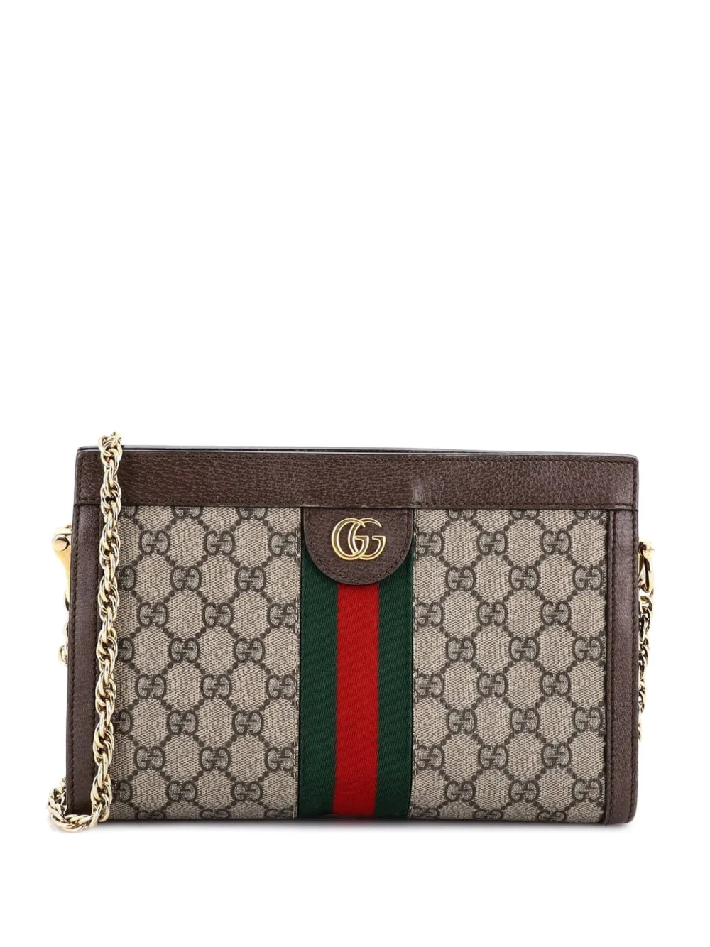 Gucci Pre-Owned Ophidia Chain Shoulder Bag GG Coated Canvas Small crossbody bag - Marrone