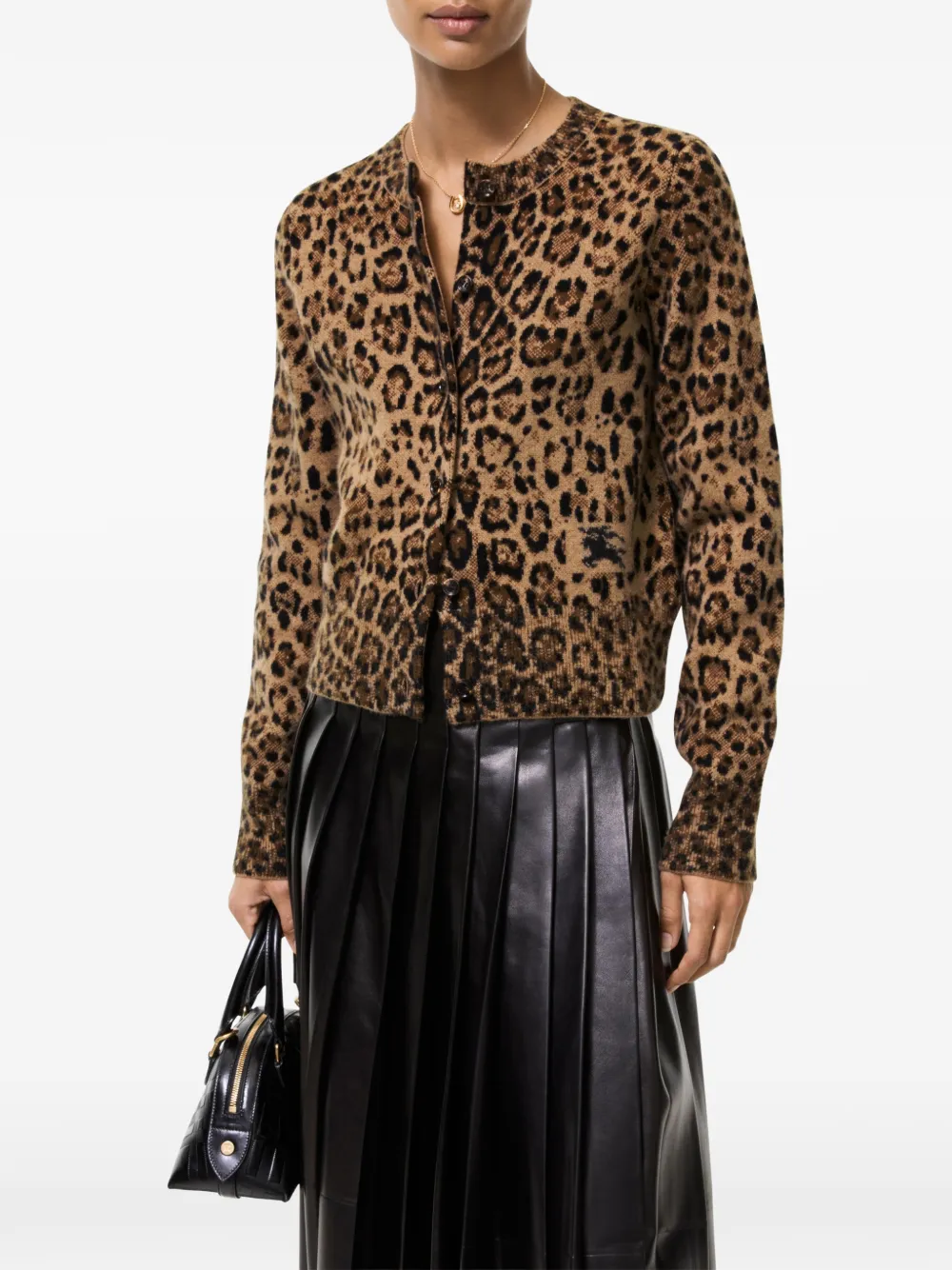 Burberry Wollen kasjmier vest met luipaard-jacquard Beige