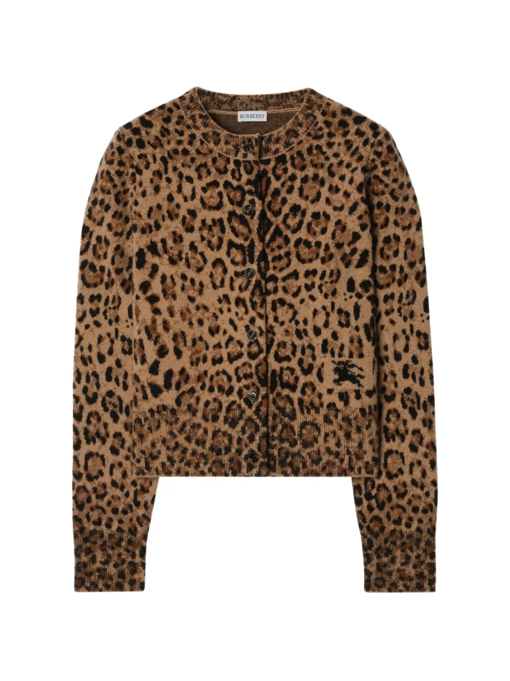 Burberry Cardigan leopardato in lana jacquard e cashmere - Toni neutri