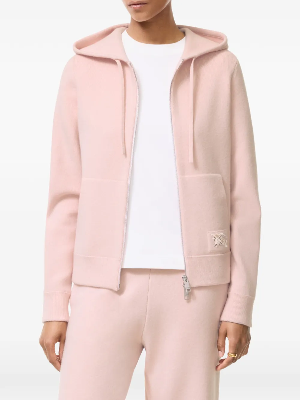 Burberry Hoodie van kasjmierblend met rits Roze