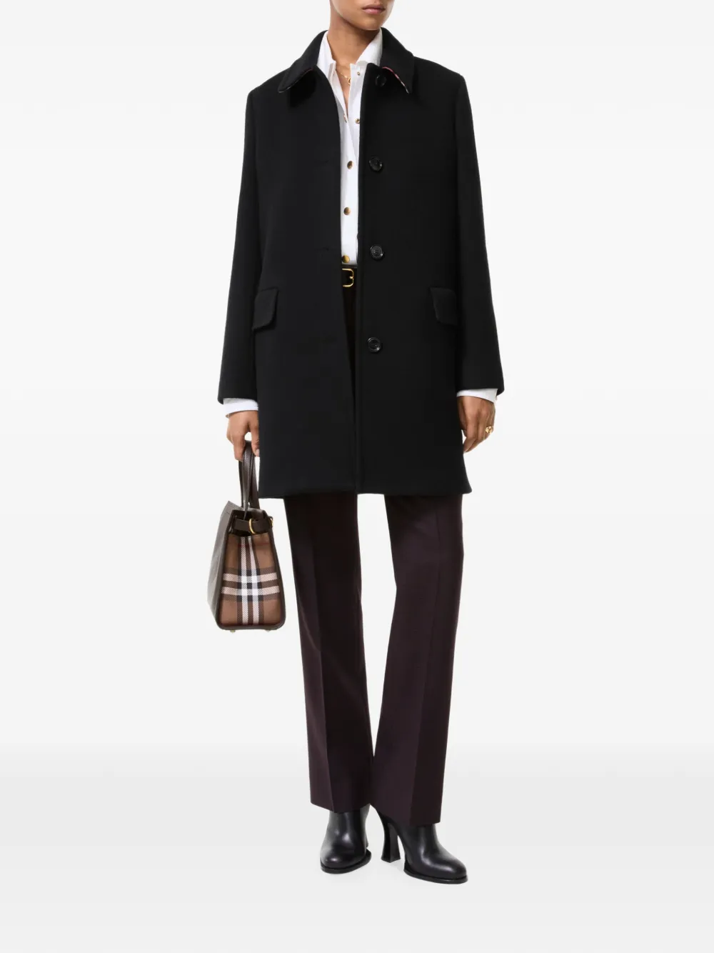 Burberry Wollen kasjmier Gosford jas Zwart
