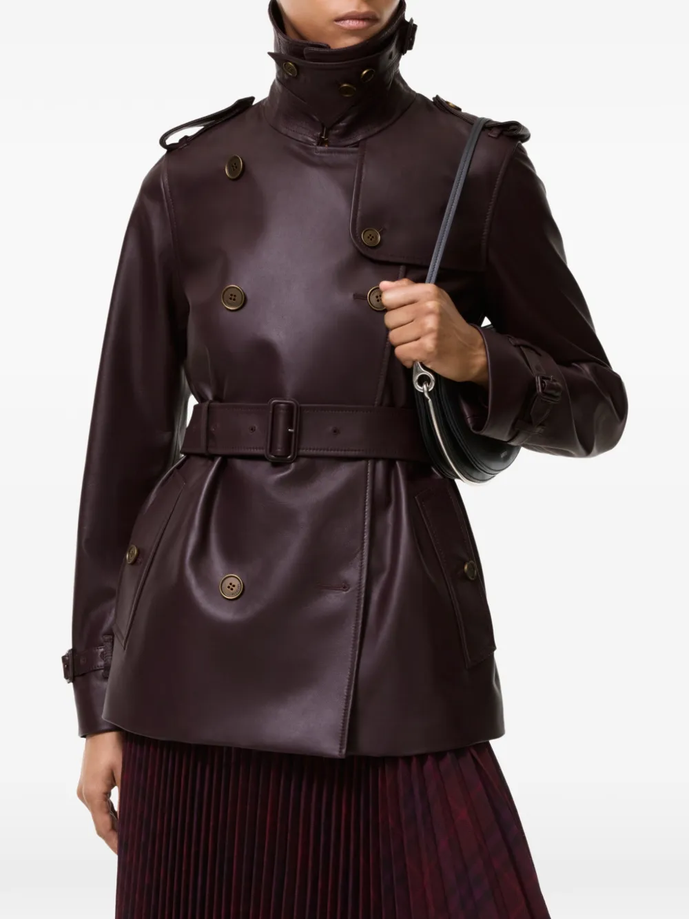 Burberry Kensington leren trenchcoat Paars